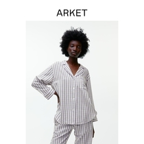 ARKET womens long sleeve flannel pajamas loungewear white gray 2022 spring new 1041970001