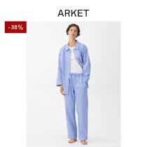 ARKET womens dress pure cotton in waist stripe Rope Sleeping Pants Home Pants 2022 Spring New Pants 1022482001