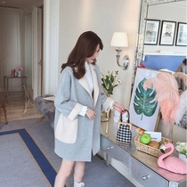 Large size pregnant women woolen coat autumn and winter clothes long tide mother pregnant late fashion Korean coat 2021 New