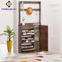  Nordic ultra-thin shoe cabinet Simple modern pure solid wood oak 24cm thick coat rack integrated entrance storage cabinet