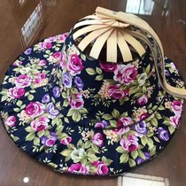  Womens sunshade fan hat 2021 new trendy summer thin Western style fan summer practical sunscreen sun folding portable straw hat