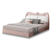 Girl princess bed Girl bed Light luxury modern single cute small apartment 1 meter 2 pink leather storage childrens bed