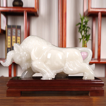 Fortune such as rainbow Afghan jade stone cow ornaments zodiac fortune Jade cow living room office porch TV cabinet decoration