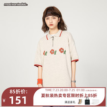 mostwantedlab national trend hand-painted flowers cotton yarn POLO shirt National trend couple loose T-shirt MWTD