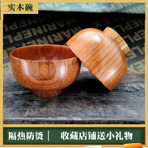 Heat insulation and anti-scalding milk tea wooden bowl Pure solid wood Inner Mongolia special Mongolian restaurant tableware yurt with 3