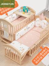 Crib baby bed multifunctional solid wood anti-collision cradle bed newborn crib children splicing large bed movable