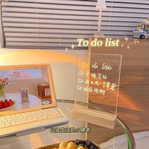 Acrylic notebook board transparent wall oversized rewritable luminous message board office magnetic home handwriting