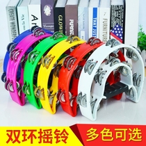 Tambourine kindergarten teacher uses dance props to hand crank professional percussion instruments