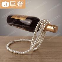 Creative fashion red wine rack ornaments porch living room pearl necklace wine rack suspension light luxury home bedroom decorations