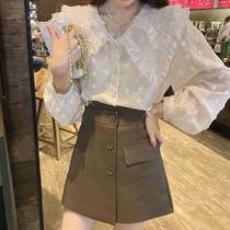 Early autumn Net red fried street long sleeve lace shirt female 2021 new design sense thin casual chic temperament top