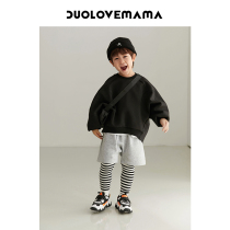 DUOLOVEMAMA matched with full sub-spring-autumn-style children male and female boomers striped knit fake two-piece underpants