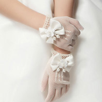 Childrens wedding gauze flower childrens dress gloves girl princess skirt mesh stretch gloves Bride wedding gloves New