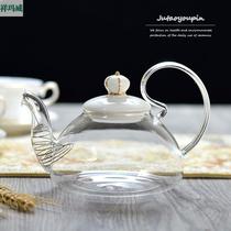 High boron silicon heat-resistant glass kettleFilter flowerfruit teapot flat thermal pottery pot fruit teapot