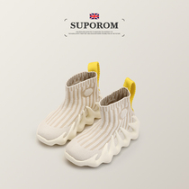 SUPOROM British style childrens shoes ~ childrens socks shoes @ knitted breathable female socks boots ~ boys high shoes