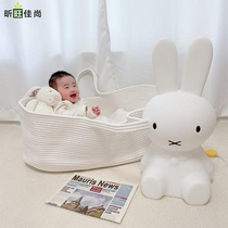 ins new cotton rope woven baby hand basket portable car lifting basket for sleeping basket newborn cradle