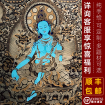 Save the eight difficult Green mother thangka hanging painting hand-painted Tibet Qinghai Regong Blessing female Manjusri Bodhisattva Buddha Hall God of Wealth