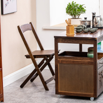 Solid Wood casual folding stool modern simple portable home dining bench tea table tea table tea cabinet matching chair