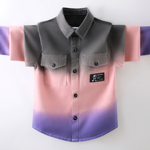 Boy shirt 2022 Spring and autumn new CUHK boy boy jacket children Han version Ocean Gas Gradient Boy Shirt Tide