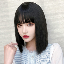Wig female short hair natural full head cover type live hair silk wave hair short hair set wig female long hair wig set
