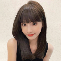 Wig female hair Xia Quan real hair natural full head set real hair Silk Air bangs long straight hair lace wig
