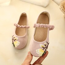 2021 Chinese style summer new childrens shoes girls embroidered shoes Childrens ethnic style traditional cloth shoes students Hanfu shoes