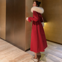 ins red down Pike cotton-padded women long winter 2021 New Korean knee cotton coat thick coat tide