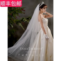 Head yarn Bride wedding wedding veil Super Xiansen line red photo props simple plain yarn pearl headdress