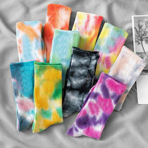 Eight rainbow color handmade tie-dyed socks sports Cotton Street trend spring and summer men and women in long tube socks