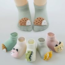 Spring and autumn pure cotton baby socks 0-6-12 months 1-3 years old summer baby short boat socks Newborn non-slip floor socks
