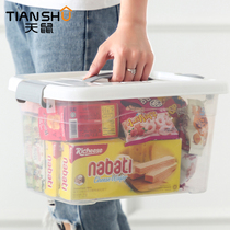 Tianshu storage box transparent thickened portable household books book sorting box snack storage box desktop storage box