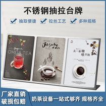 A4 stainless steel table card ordering card Billboard wine menu desktop display rack