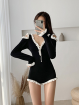 Hot spring swimsuit women 2021 New conjoined belly belly slim fairy fan sexy gathering slim fashion swimsuit