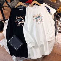 Large Code Gestational Woman Clothing Autumn Dress Long Sleeve Blouse Jacket Dress Spring Autumn style Fashion Loose Korean version with long dress surges