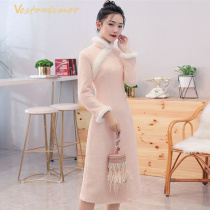 Wesson Limo 2021 new cheongsam small jacket autumn and winter young girl improved version plus velvet padded dress