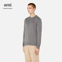Ami Paris men 21 early autumn new Ami de Coeur Red love embroidered round neck sweater