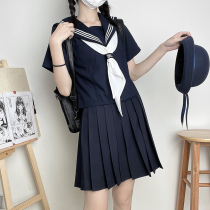 Japanese JK uniform school uniform hand suit cyanotic three-book suit Orthodox basic style college style short-sleeved school uniform full set