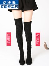 Boots do not fall off the tube with high tube boots anti-drop artifact female knee boots long boots Velcro shoelaces buckle non-slip