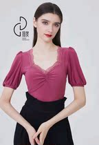 Dimension Dance Suit Morden Dance Practice Suit Conjoined Short Sleeve Blouse Womens New Original Design National Design Dress Latin Dance