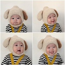 Baby hat autumn and winter infant rabbit ear plush warm ear protection cap cute (no machine wash)