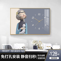 Watch living room household clock light luxury modern wall clock creative net red bubble girl hanging clock wall clock hanging watch