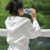 Five-star hotel bathrobe womens summer spring and autumn cotton mens long pajamas towel absorbent quick-drying thin couple