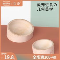 It is suitable for hamster food bowl wooden Golden Bear rice bowl anti-flip hamster bowl Small Food Bowl feeder small pet bowl supplies