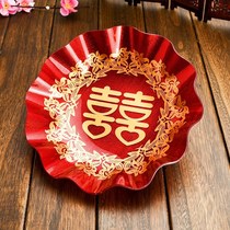 Red knot wedding supplies fruit plate red plastic fruit plate wedding banquet wedding plate melon seed plate