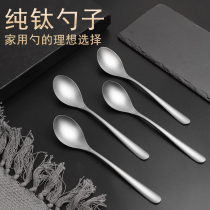 Wus titanium spoon household eating spoon spoon spoon long handle mixing spoon thickening Western food spoon small soup spoon titanium tableware