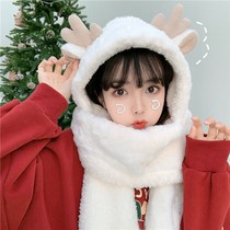 Christmas hat headdress winter New cute aged girl antlers thick warm student hat scarf gloves