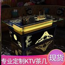 Custom Ktv Tea Table Tempered Glass Stainless Steel Sofa Cassette Special Luminous Bag Compartment Manufacturer K House Drink