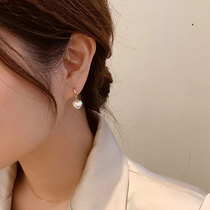 Korean Pearl Love earrings pendant 2021 New Tide niche design advanced sense light luxury ear buckle exquisite