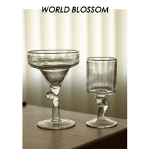 Human flowering medieval glass transparent twisted cocktail glass retro juice glass vintage antique wine glass