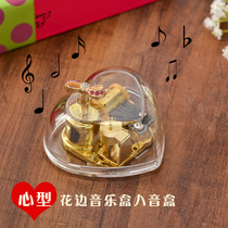 B Transparent acrylic butterfly love music box Creative male and female couple girls day gift music box home decoration