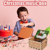 Shake sound fashion wooden music box Hand-cranked music box Creative painted Merry Christmas Music Box